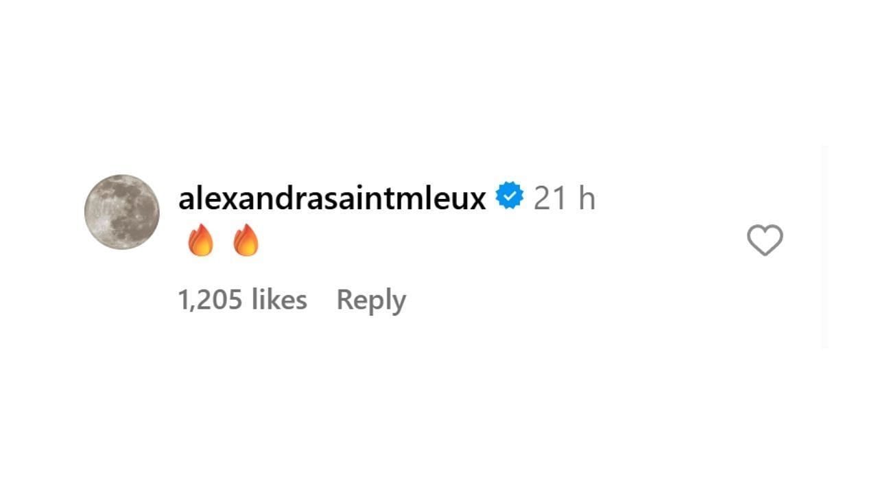 Alexandra Saint-Mleux reacts to Rebecca Donaldson's Instagram post (@alexandrasaintmleux on Instagram)